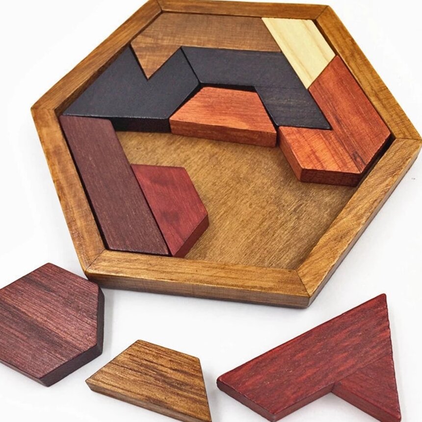 Σετ των 2 Intra απο ξύλο plywood 3mm-4mm πάχος – Ξύλινο ξύλο εξάγωνου παζλ Tetris 45x50 cm INTRAVECTRY-MY558700