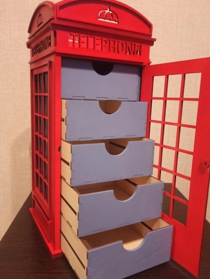 Σετ των 2 Intra απο ξύλο plywood 3mm-4mm πάχος – ξύλο συρταριέρα για τηλεφωνικό θάλαμο Λονδίνου 35x40 cm INTRAVECTRY-MY556049