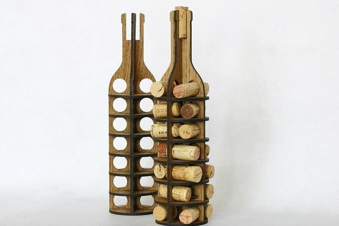 Σετ των 2 Intra απο ξύλο plywood 3mm-4mm πάχος – Βάση σε σχήμα μπουκαλιού για Λίμα Wine Corks 35x40 cm INTRAVECTRY-MY556056