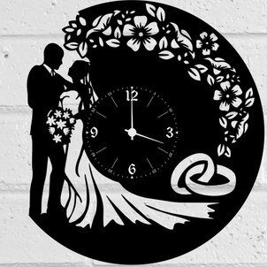 Intra απο ξύλο plywood 3mm-4mm πάχος – Πρότυπο ρολογιού τοίχου δίσκων βινυλίου για ρομαντικό ζευγάρι 40x45 cm INTRAVECTRY-MY560810