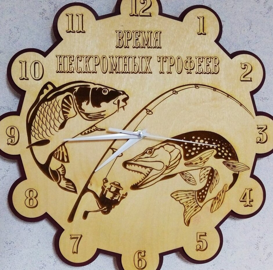 Intra απο ξύλο plywood 3mm-4mm πάχος – Ξύλινο χαραγμένο ρολόι τοίχου για ξύλο ψαρά 50x60 cm INTRAVECTRY-MY561172