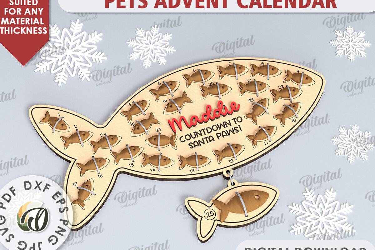 Intra απο ξύλο plywood 3mm-4mm πάχος Cat Advent Calendar Design Cut  Δίασταση 30x20 cm INTRAFABR-108510707