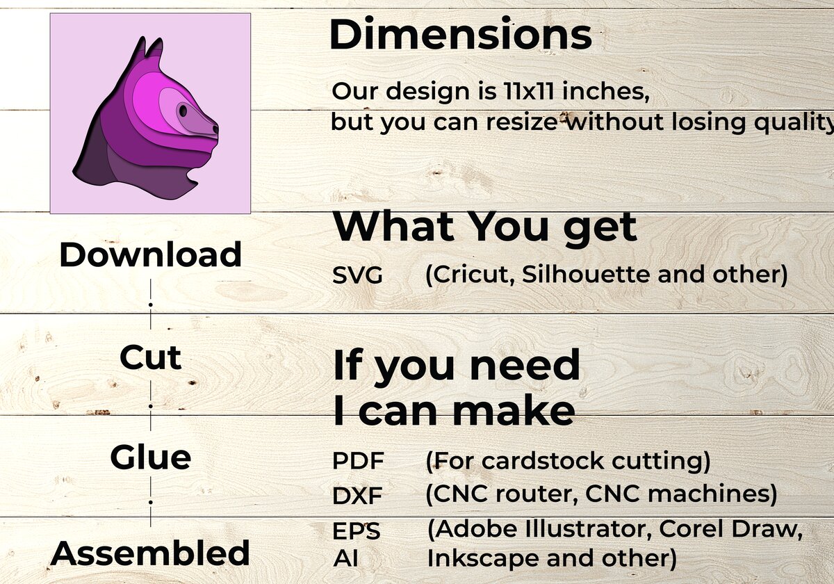 Σετ των 2 Intra απο ξύλο plywood 3mm-4mm πάχος Cat Multilayer, Cat Layered Δίασταση 25x25 cm INTRAFABR-76992759