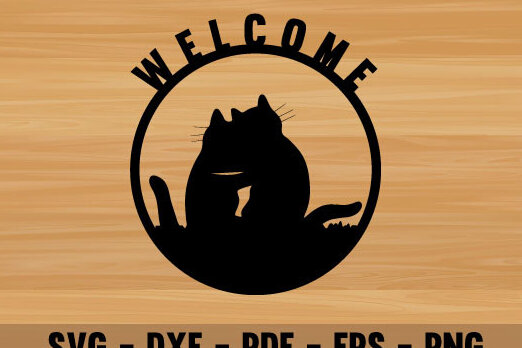 Intra απο ξύλο plywood 3mm-4mm πάχος Cat Welcome Design Διακοσμητικό τοίχου με Δίασταση 40x40 cm INTRAFABR-70294255