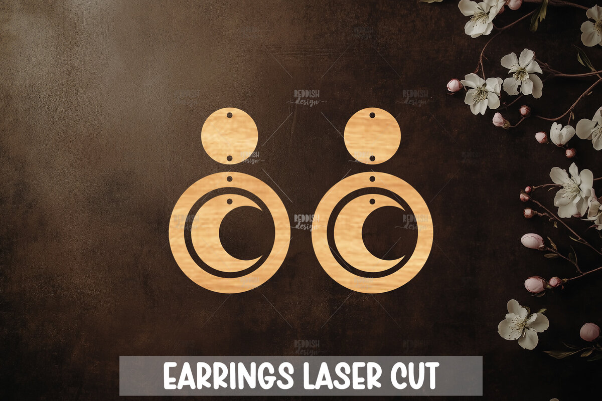 Σετ των 3 Intra απο ξύλο plywood 3mm-4mm πάχος Celestial Earrings Cut  Δίασταση 3x3 cm INTRAFABR-121183953