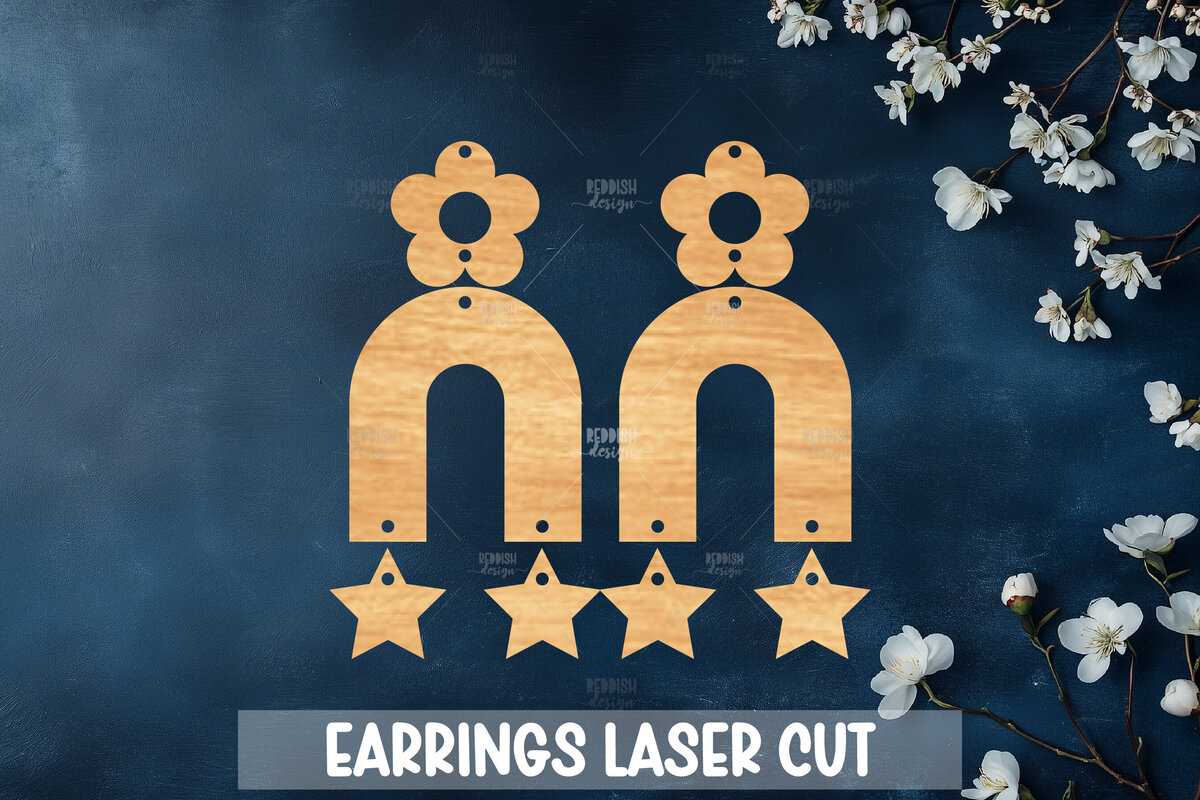 Σετ των 3 Intra απο ξύλο plywood 3mm-4mm πάχος Celestial Earrings Cut  Δίασταση 3x3 cm INTRAFABR-121183968