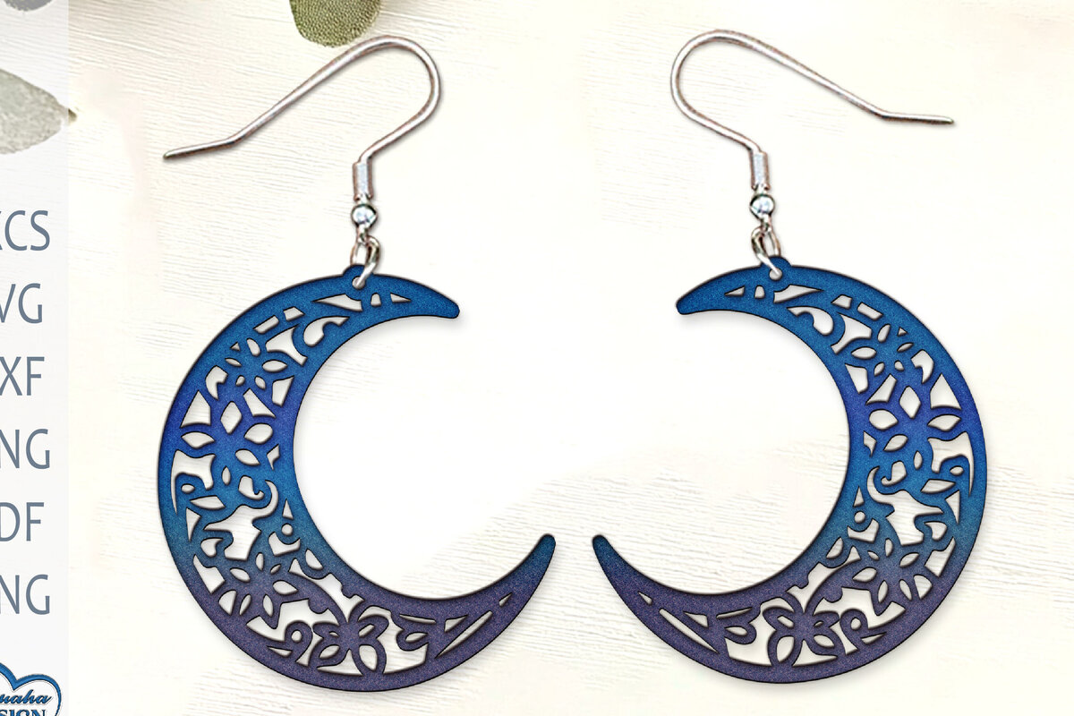 Σετ των 3 Intra απο ξύλο plywood 3mm-4mm πάχος Ουράνια Σκουλαρίκια. Σκουλαρίκια Moon  Δίασταση 4x4 cm INTRAFABR-125237982