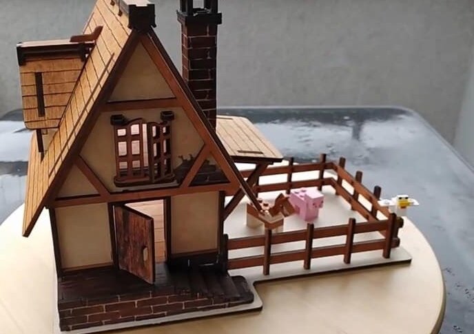 Intra απο ξύλο plywood 3mm-4mm πάχος – Διάταξη μοντέλου μεσαιωνικού σπιτιού από κόντρα πλακέ 30x30 cm INTRAVECTRY-MY557452