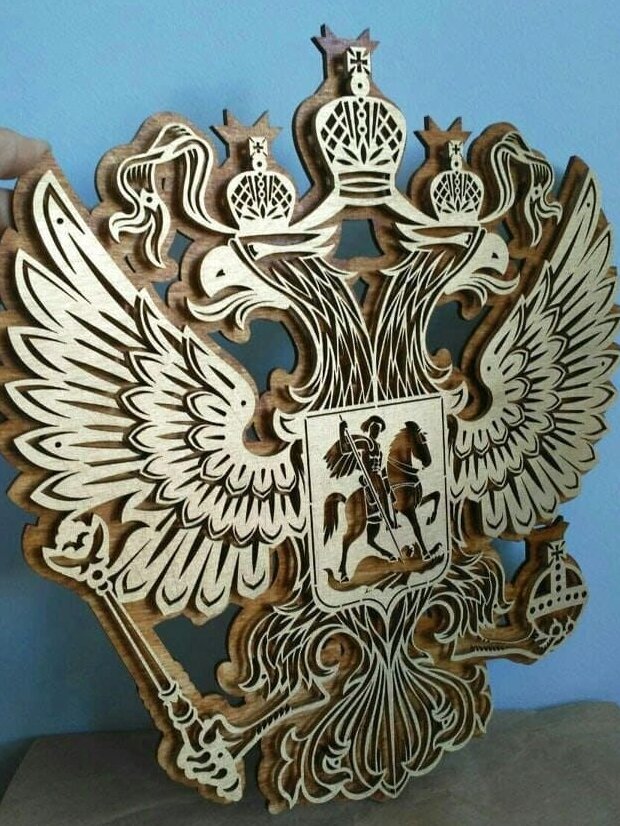 Intra απο ξύλο plywood 3mm-4mm πάχος – Εθνόσημο της Ρωσίας Ξύλινο σύμβολο διακόσμησης τοίχου 40x45 cm INTRAVECTRY-MY556151