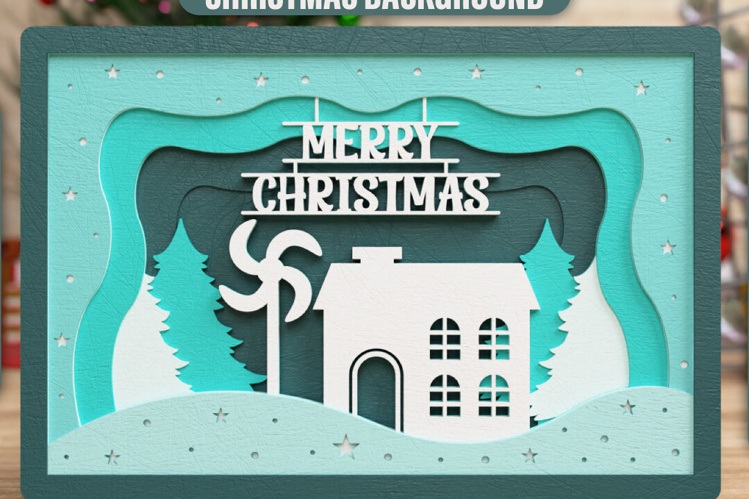 Intra απο ξύλο plywood 3mm-4mm πάχος Χριστουγεννιάτικο φόντο 3D Πολυεπίπεδο Δίασταση 40x40 cm INTRAFABR-76897012