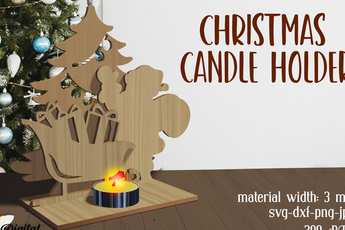 Σετ των 2 Intra απο ξύλο plywood 3mm-4mm πάχος Χριστουγεννιάτικες Κηροπήγια. Xmas Δίασταση 15x15 cm INTRAFABR-80867114