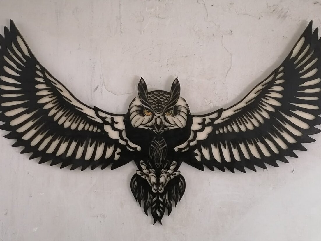 Intra απο ξύλο plywood 3mm-4mm πάχος – Διακοσμητικό ξύλο τοίχου με ξύλινη κουκουβάγια 30x35 cm INTRAVECTRY-MY557375