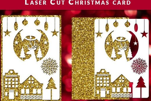 Intra απο ξύλο plywood 3mm-4mm πάχος Χριστουγεννιάτικη κάρτα Δίασταση 30x30 cm INTRAFABR-42130053