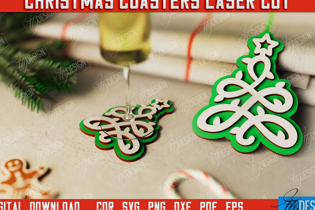 Σετ των 2 Intra απο ξύλο plywood 3mm-4mm πάχος Χριστουγεννιάτικο σουβέρ| Κύπελλο σουβέρ |Διακοπές Δίασταση 15x15 cm INTRAFABR-107886280