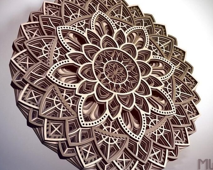 Intra απο ξύλο plywood 3mm-4mm πάχος – Ξύλινο 3D Multi Layered Mandala Wall Art Decor Home File 10x10 cm INTRAVECTRY-MY557376