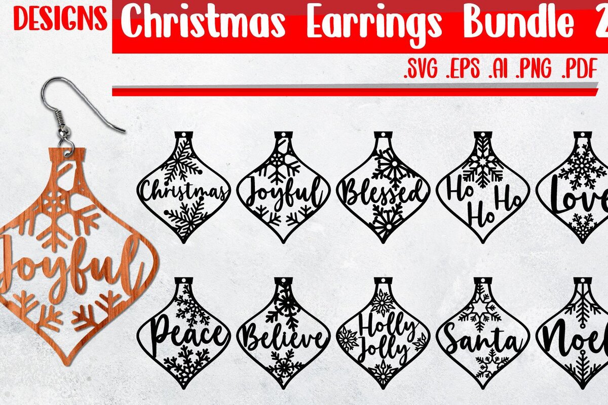 Σετ των 3 Intra απο ξύλο plywood 3mm-4mm πάχος Χριστουγεννιάτικων Σκουλαρίκια - Eps Ai Δίασταση 3x3 cm INTRAFABR-43331982