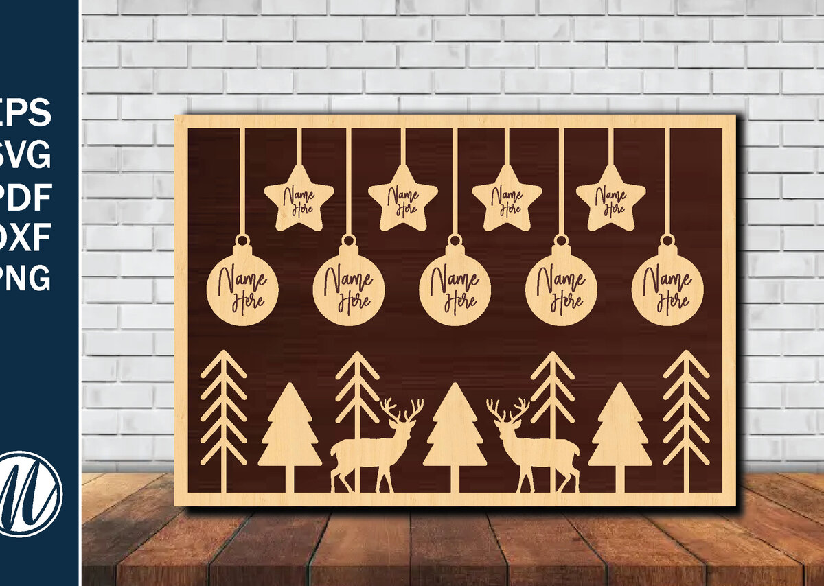 Σετ των 3 Intra απο ξύλο plywood 3mm-4mm πάχος Χριστουγεννιάτικα Οικογενειακά Στολίδια Δίασταση 8x8 cm INTRAFABR-74358186