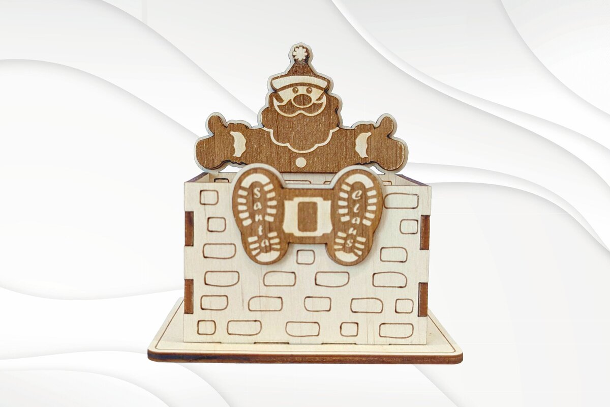 Σετ των 2 Intra απο ξύλο plywood 3mm-4mm πάχος Δώρο Χριστουγέννων, Κάτοχος Άγιος Βασίλης Δίασταση 15x15 cm INTRAFABR-125397818