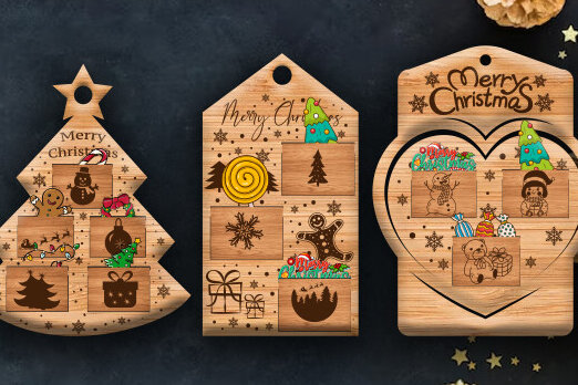 Σετ των 3 Intra απο ξύλο plywood 3mm-4mm πάχος Χριστουγεννιάτικο δώρο στολίδι με λέιζερ Δίασταση 8x8 cm INTRAFABR-83471795