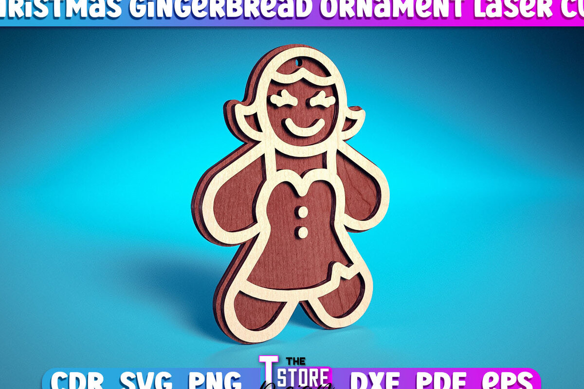 Σετ των 3 Intra απο ξύλο plywood 3mm-4mm πάχος Χριστουγεννιάτικο στολίδι με μελόψωμο με λέιζερ Δίασταση 8x8 cm INTRAFABR-72024044