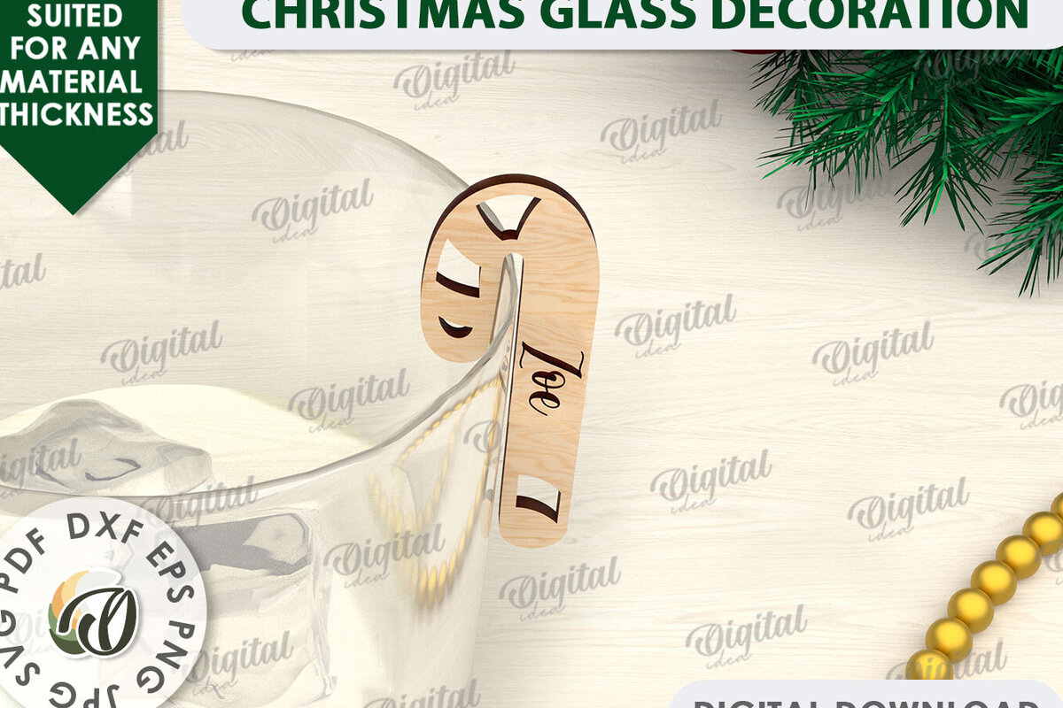 Σετ των 2 Intra απο ξύλο plywood 3mm-4mm πάχος Χριστουγεννιάτικη διακόσμηση γυαλιού με λέιζερ Δίασταση 15x15 cm INTRAFABR-109276136