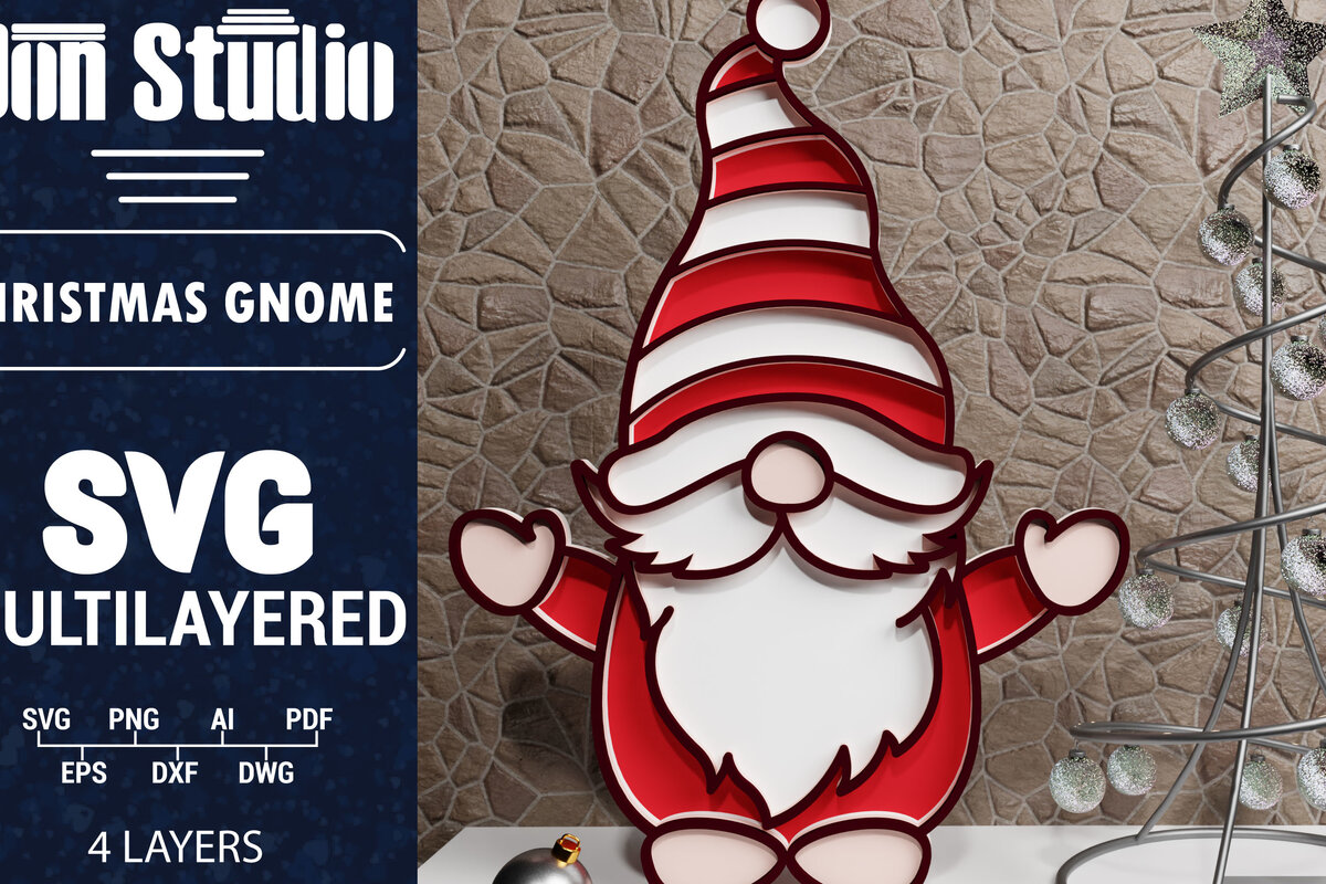 Σετ των 2 Intra απο ξύλο plywood 3mm-4mm πάχος Χριστουγεννιάτικο Gnome πολυστρωματικό χαρτί κοπής Δίασταση 1200x1200 cm INTRAFABR-73249860