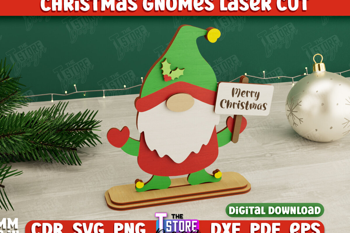 Σετ των 2 Intra απο ξύλο plywood 3mm-4mm πάχος Χριστουγεννιάτικα στοιχειά | Επιτραπέζιο αγαλματίδιο | CNC Δίασταση 15x15 cm INTRAFABR-106665350