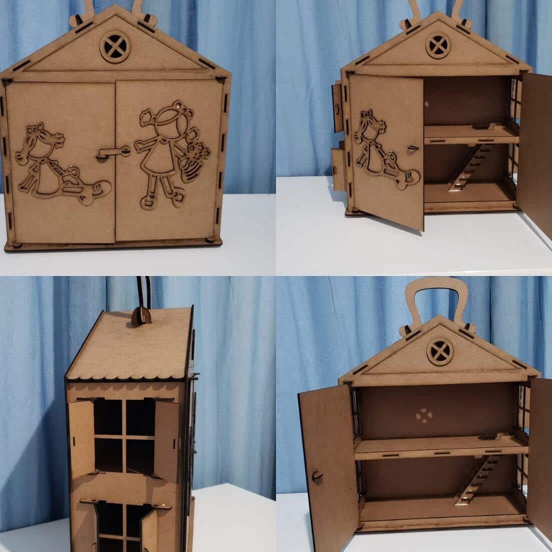 Intra απο ξύλο plywood 3mm-4mm πάχος – Φορητό Ξύλινο κουκλόσπιτο για μικρά κορίτσια 30x35 cm INTRAVECTRY-MY556245