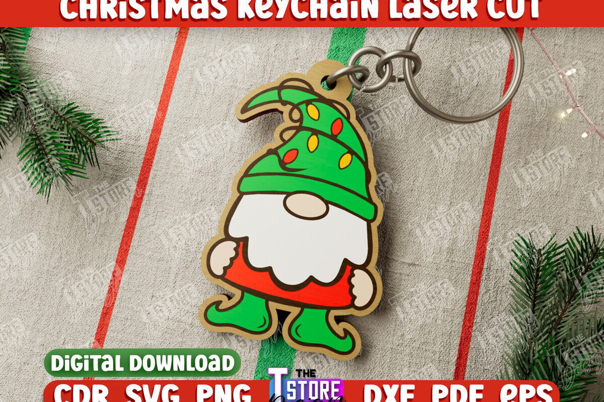 Σετ των 3 Intra απο ξύλο plywood 3mm-4mm πάχος Χριστουγεννιάτικο Μπρελόκ | Xmas Gnome | CNC Δίασταση 6x6 cm INTRAFABR-107020183