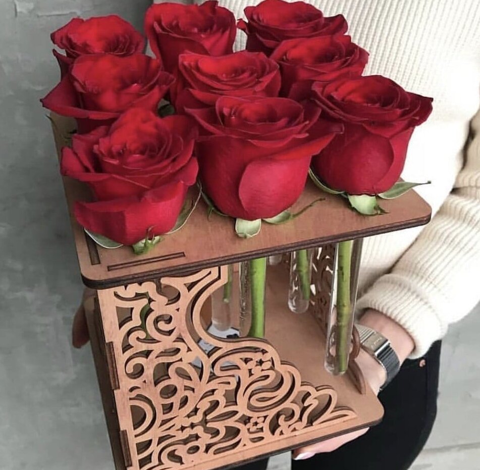 Intra απο ξύλο plywood 3mm-4mm πάχος – Διακοσμητική λίμα βάσης φιάλης λουλουδιών 30x35 cm INTRAVECTRY-MY556262