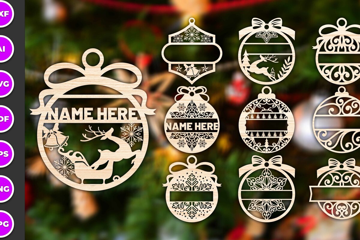 Σετ των 3 Intra απο ξύλο plywood 3mm-4mm πάχος Χριστουγεννιάτικο Στολίδι με Bundle2 Δίασταση 8x8 cm INTRAFABR-76065663