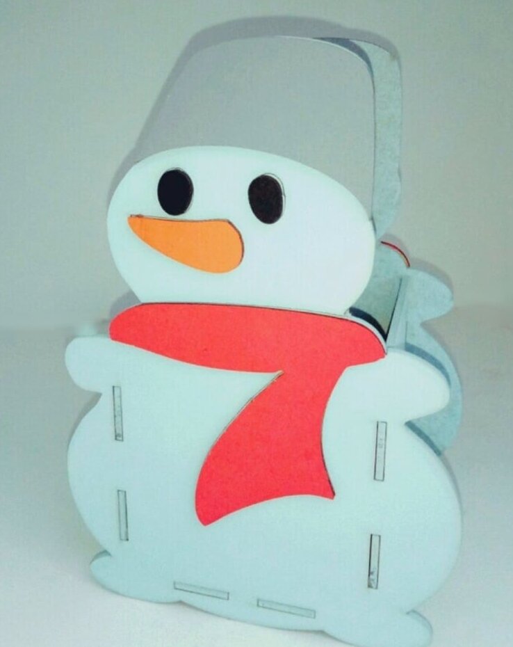 Σετ των 2 Intra απο ξύλο plywood 3mm-4mm πάχος – ξύλο προτύπου κοπής με λέιζερ θήκη μολυβιού Snowman 30x35 cm INTRAVECTRY-MY558454