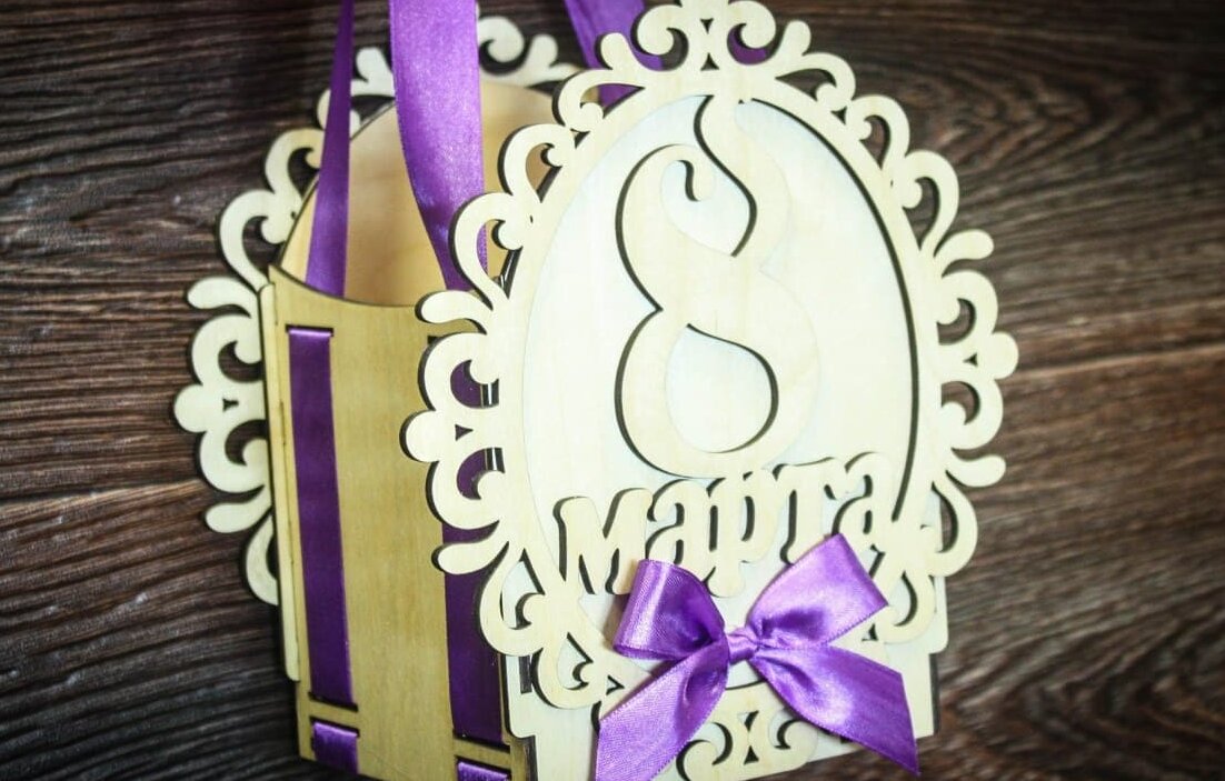 Intra απο ξύλο plywood 3mm-4mm πάχος – ξύλο Ξύλινου κουτιού για την Ημέρα της Γυναίκας Floral Pattern 8 Μαρτίου 12x15 cm INTRAVECTRY-MY556274