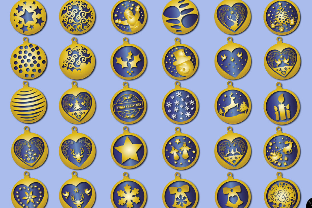 Σετ των 3 Intra απο ξύλο plywood 3mm-4mm πάχος Χριστουγεννιάτικα στολίδια Δίασταση 8x8 cm INTRAFABR-19904686