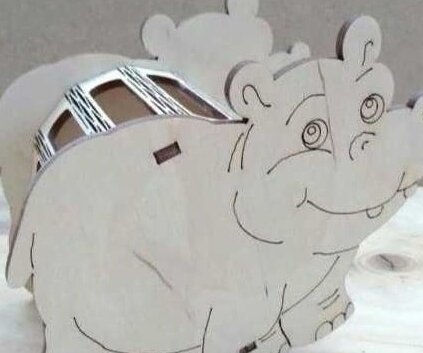 Σετ των 2 Intra απο ξύλο plywood 3mm-4mm πάχος – Ξύλινο ξύλο μολυβοθήκης ιπποπόταμου 25x25 cm INTRAVECTRY-MY558460