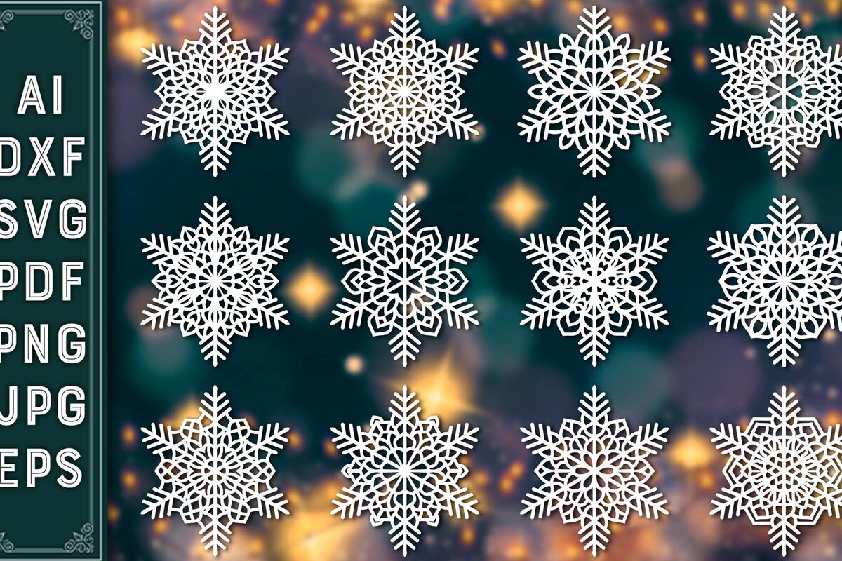 Σετ των 3 Intra απο ξύλο plywood 3mm-4mm πάχος Χριστουγεννιάτικα στολίδια νιφάδας χιονιού 75 Δίασταση 8x8 cm INTRAFABR-77831746