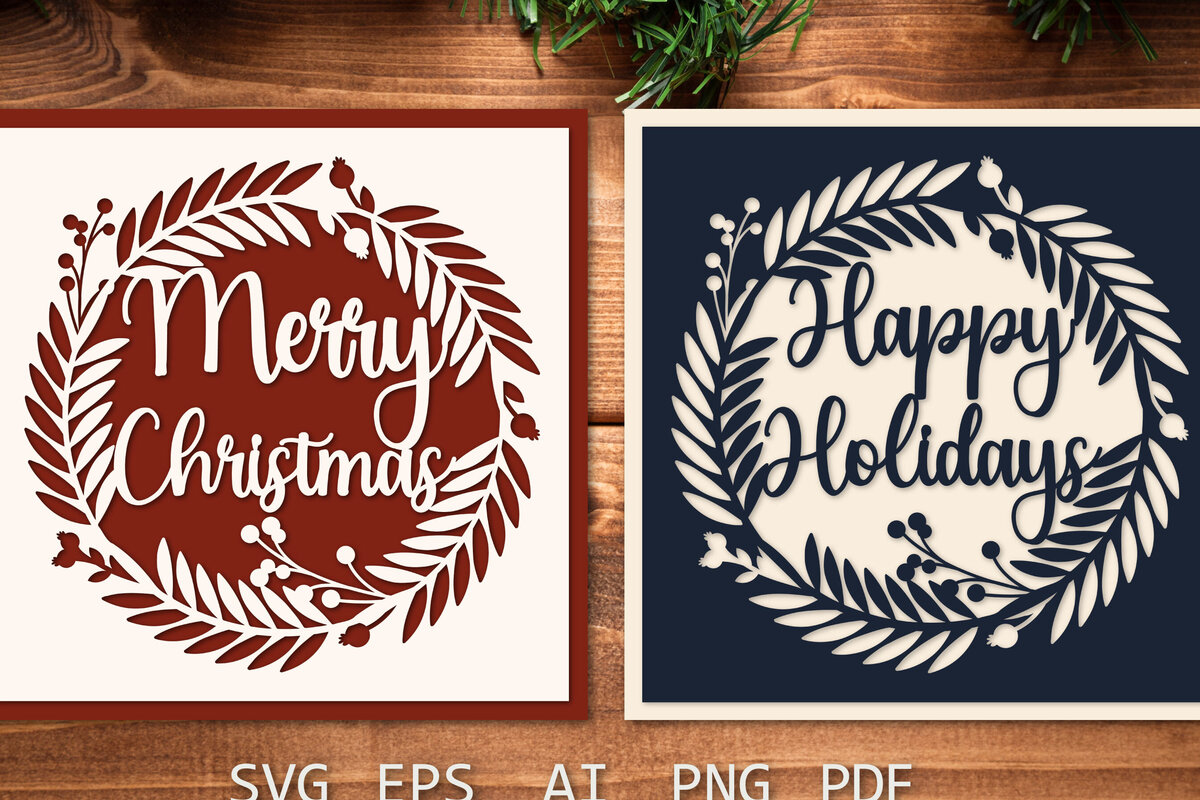 Σετ των 3 Intra απο ξύλο plywood 3mm-4mm πάχος Χριστουγεννιάτικη κάρτα κοπής Χαρούμενα Χριστούγεννα Δίασταση 15x15 cm INTRAFABR-119956195