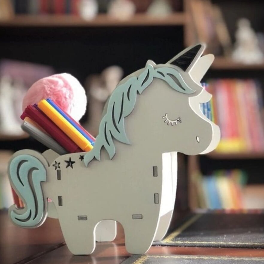 Σετ των 2 Intra απο ξύλο plywood 3mm-4mm πάχος – ξύλο μολυβιού Unicorn Horse 10x10 cm INTRAVECTRY-MY556282