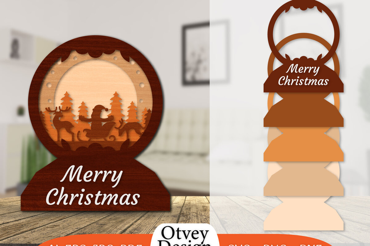 Σετ των 2 Intra απο ξύλο plywood 3mm-4mm πάχος Χριστουγεννιάτικο έλκηθρο 3D  Δίασταση 30x20 cm INTRAFABR-110790577