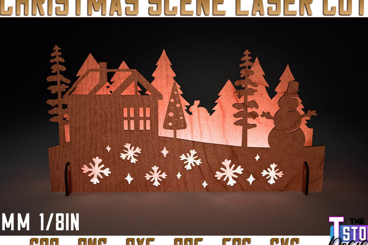 Σετ των 3 Intra απο ξύλο plywood 3mm-4mm πάχος Χριστουγεννιάτικη Σκηνή |Χριστούγεννα Δίασταση 15x15 cm INTRAFABR-73286721