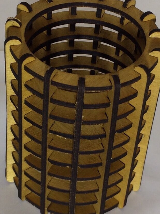 Σετ των 2 Intra απο ξύλο plywood 3mm-4mm πάχος – Στρογγυλή Ξύλινη θήκη για μολύβι 15x20 cm INTRAVECTRY-MY558471