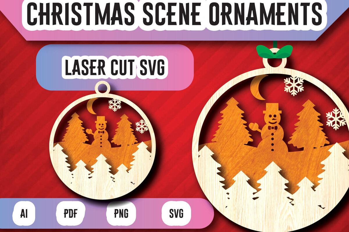 Σετ των 3 Intra απο ξύλο plywood 3mm-4mm πάχος Χριστουγεννιάτικα στολίδια σκηνής με λέιζερ Δίασταση 8x8 cm INTRAFABR-104752743