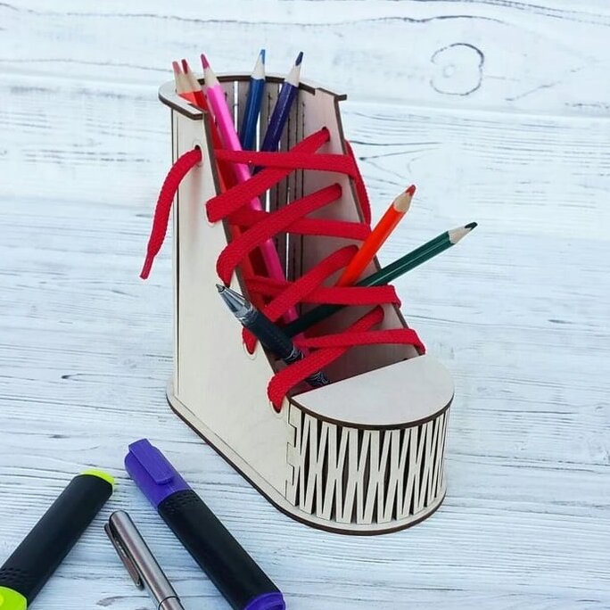 Σετ των 2 Intra απο ξύλο plywood 3mm-4mm πάχος – Ξύλινο ξύλο θήκης στυλό σε σχήμα παπουτσιού 40x40 cm INTRAVECTRY-MY558481