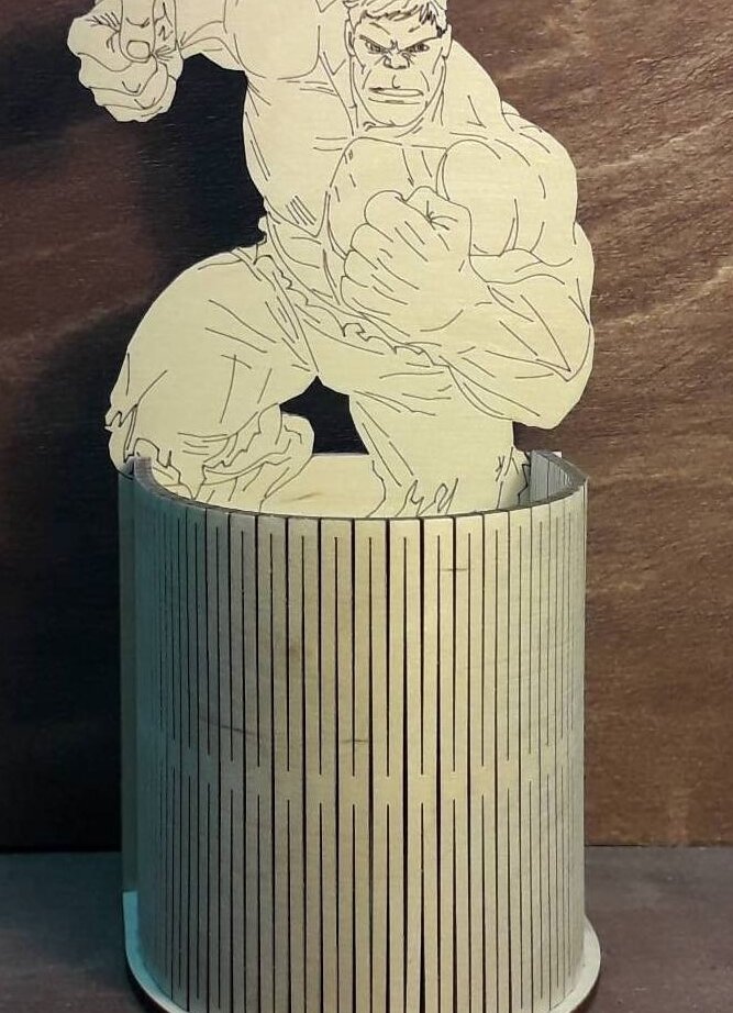 Σετ των 2 Intra απο ξύλο plywood 3mm-4mm πάχος – Παιδική θήκη για στυλό Living Hinge Hulk 40x45 cm INTRAVECTRY-MY556301