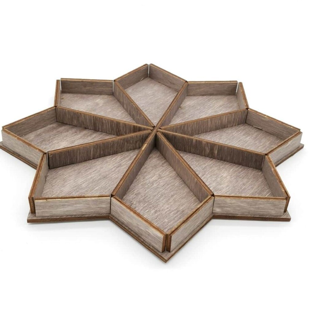 Intra απο ξύλο plywood 3mm-4mm πάχος – ξύλο Οκτάγραμμα Διαιρεμένου δίσκου σερβιρίσματος 40x40 cm INTRAVECTRY-MY556327