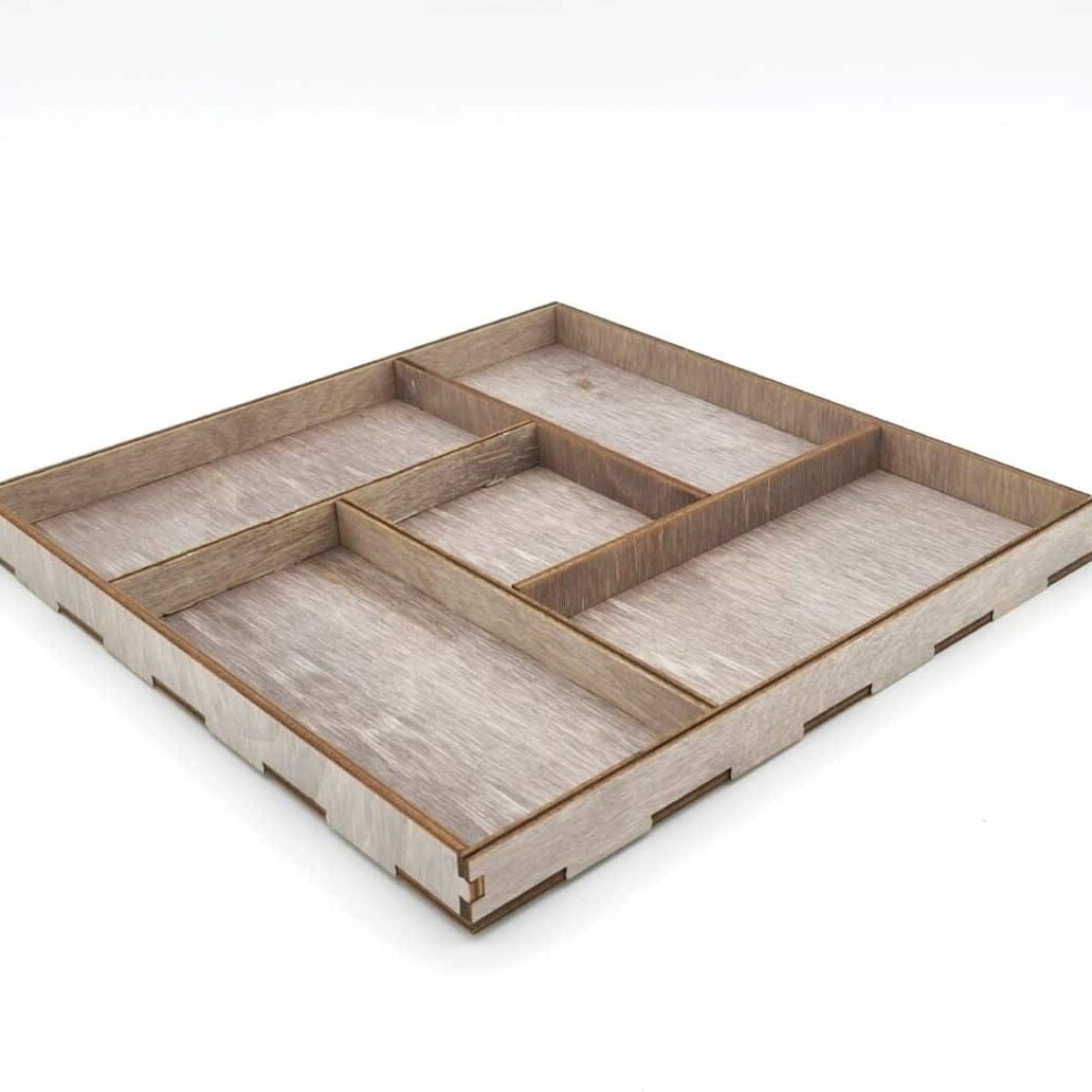 Σετ των 2 Intra απο ξύλο plywood 3mm-4mm πάχος – Δίσκος σερβιρίσματος τετράγωνου σχήματος με ξύλο πέντε τμημάτων 25x25 cm INTRAVECTRY-MY556328