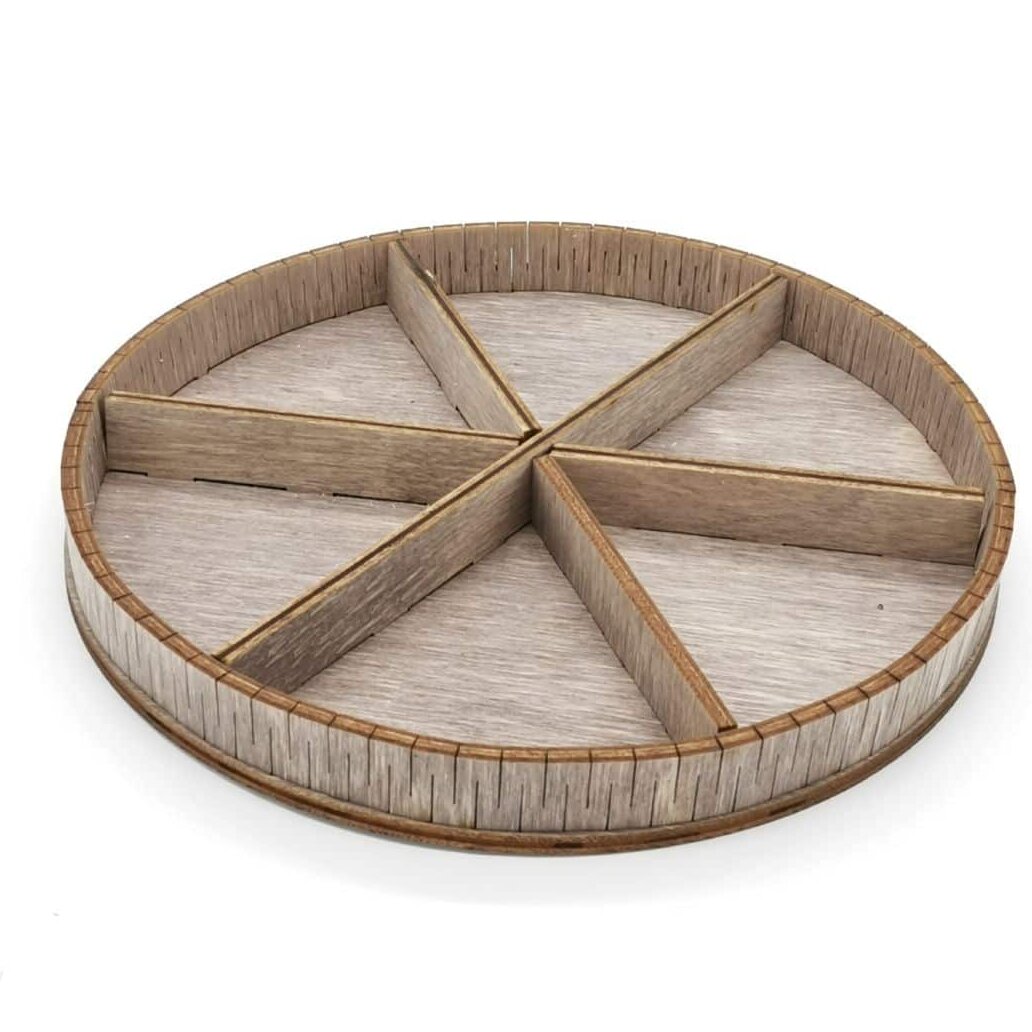 Intra απο ξύλο plywood 3mm-4mm πάχος – Κυκλικός Διακοσμητικός Δίσκος με Λίμα Διαμερισμάτων 20x25 cm INTRAVECTRY-MY556333