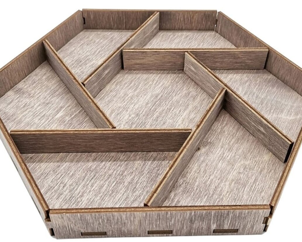 Intra απο ξύλο plywood 3mm-4mm πάχος – Εξάγωνος δίσκος σερβιρίσματος φαγητού με ξύλο μοναδικών τμημάτων 40x40 cm INTRAVECTRY-MY559115