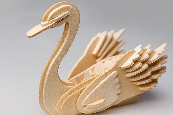 Intra απο ξύλο plywood 3mm-4mm πάχος – Μινιατούρα Swan 3D Ξύλινο ξύλο παζλ 40x40 cm INTRAVECTRY-MY561578