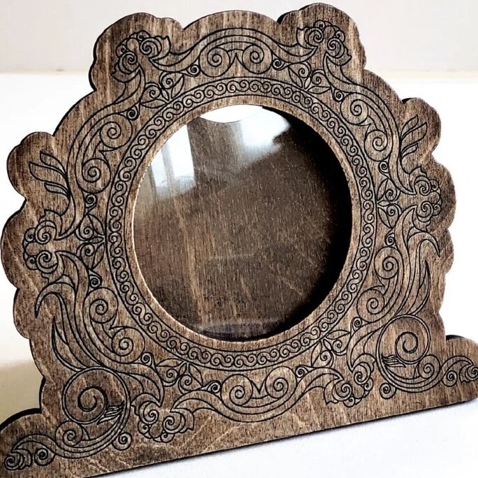 Σετ των 2 Intra απο ξύλο plywood 3mm-4mm πάχος – Διακοσμητικό Χαραγμένο Στρογγυλό Ξύλινο Κορνίζα 6mm ξύλο 15x20 cm INTRAVECTRY-MY558648